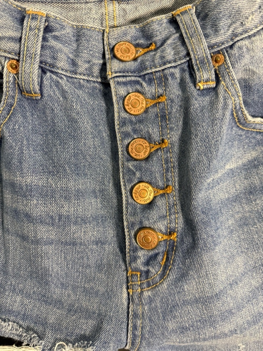 Free People We The Free Distressed Button Fly Jeans High Rise Cropped Size 27 - Picture 8 of 9